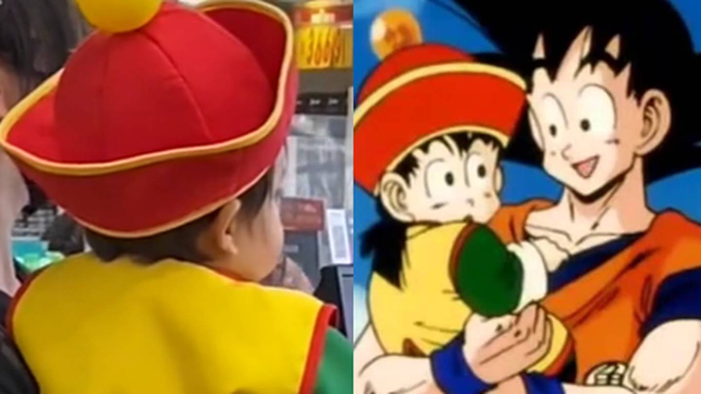 Fan de Dragon Ball nivel: Viste a su hijo como Gohan para ir al super  (VIDEO)