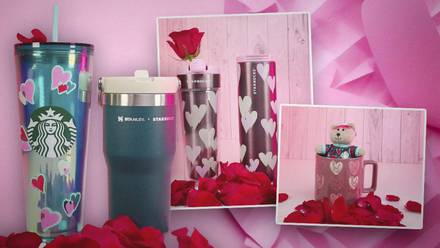 Vaso Starbucks- vaso corazones rosa- vaso de San Valentín- taza