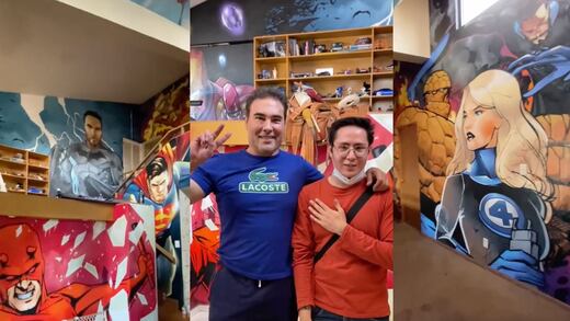 Eduardo Yáñez cumple su sueño de ser un superhéroe, al menos en la decoración de su casa