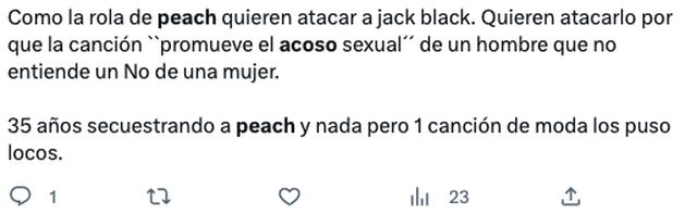 Usuarios se quejan de que canción Peaches de Jack Black (Bowser) promueve  el acoso y es tóxica y misógina