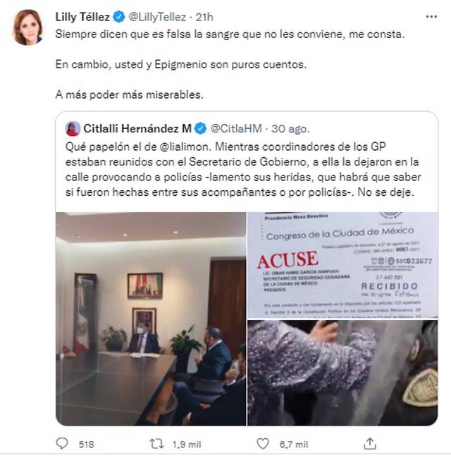 Lilly Téllez le responde a Citlalli Hernández