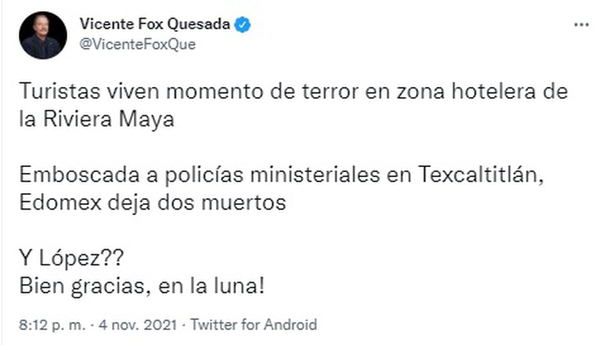 Tuit de Vicente Fox