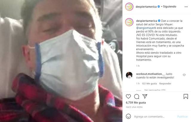 Revelan foto de Sergio Mayer desde el hospital