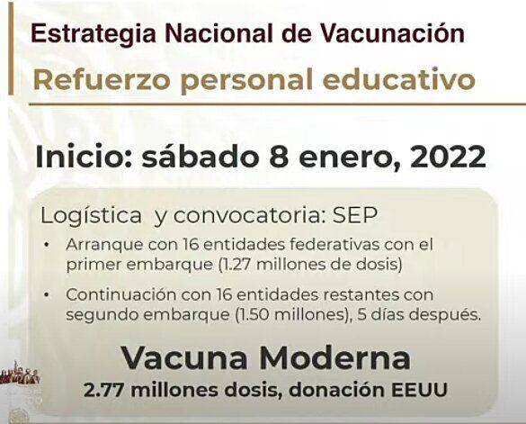 Vacunación de refuerzo para maestros y personal educativo inicia el 8 de  enero