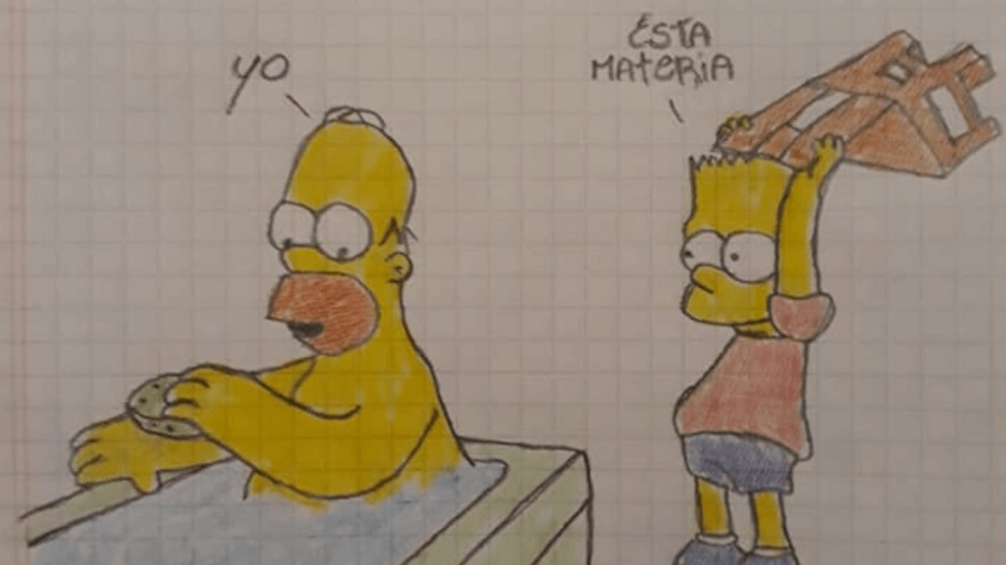 Hace portadas de los Simpson para expresar su gusto o trauma por las  materias