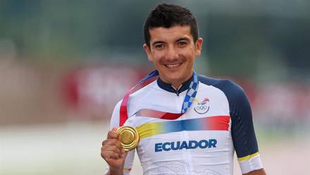 Richard Carapaz, ganador de la medalla de oro en ciclismo de ruta