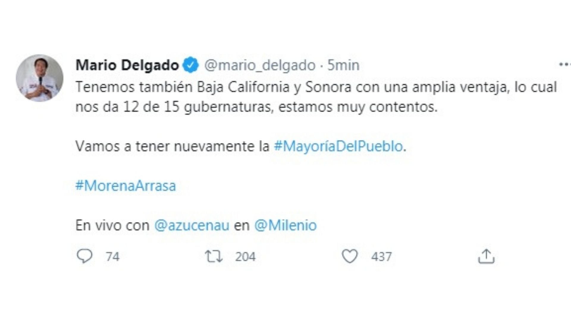 Mensaje de Mario Delgado