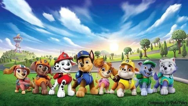 Dibujos de Paw Patrol en un día soleado de primavera