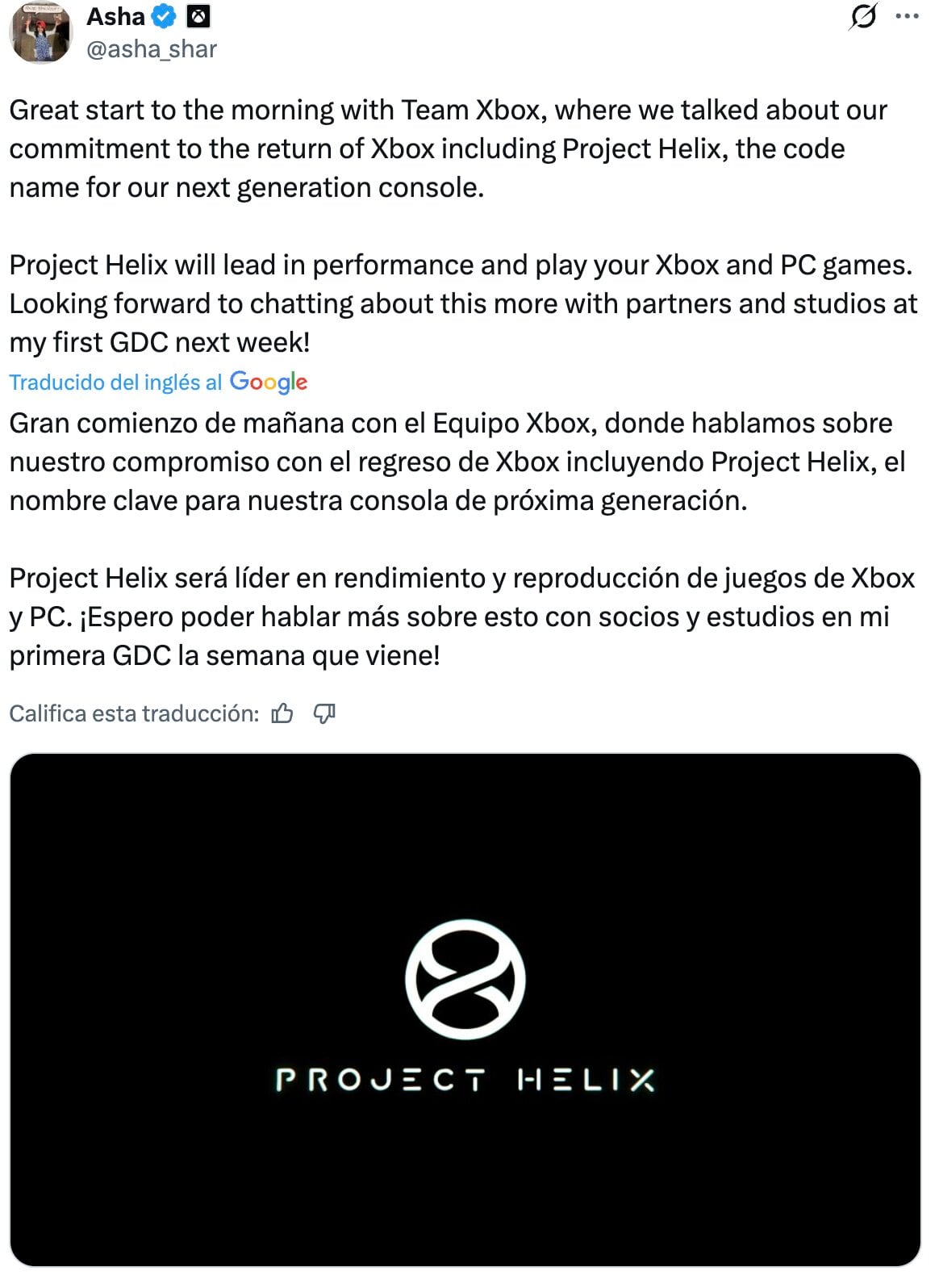 Asha Sharma revela Project Helix de Xbox