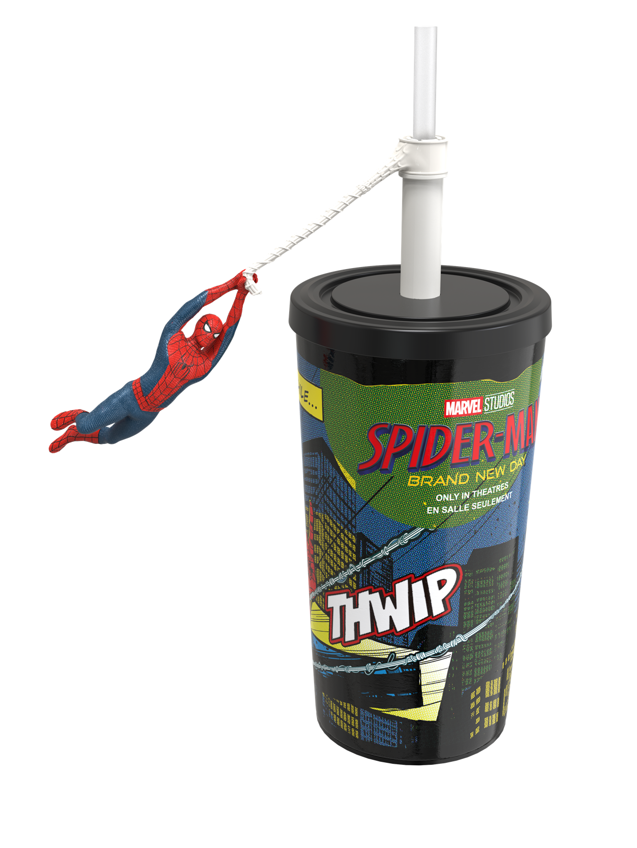 Palomera y vasos coleccionables en Cinépolis de Spider-Man: Un Nuevo Día