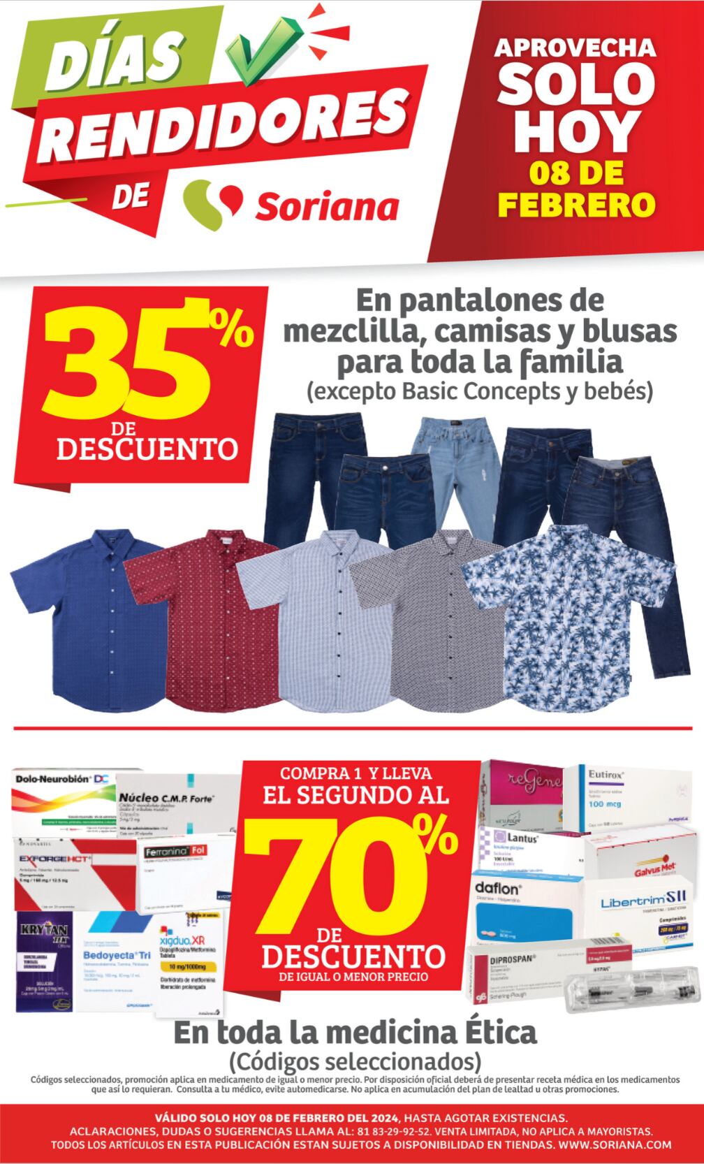 Solo este 8 de febrero 2024, podrás encontrar los mejores precios en Soriana días rendidores