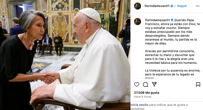 Florinda Meza se despide del Papa Francisco