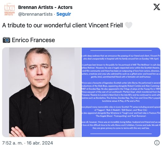 Muere Vincent Friell