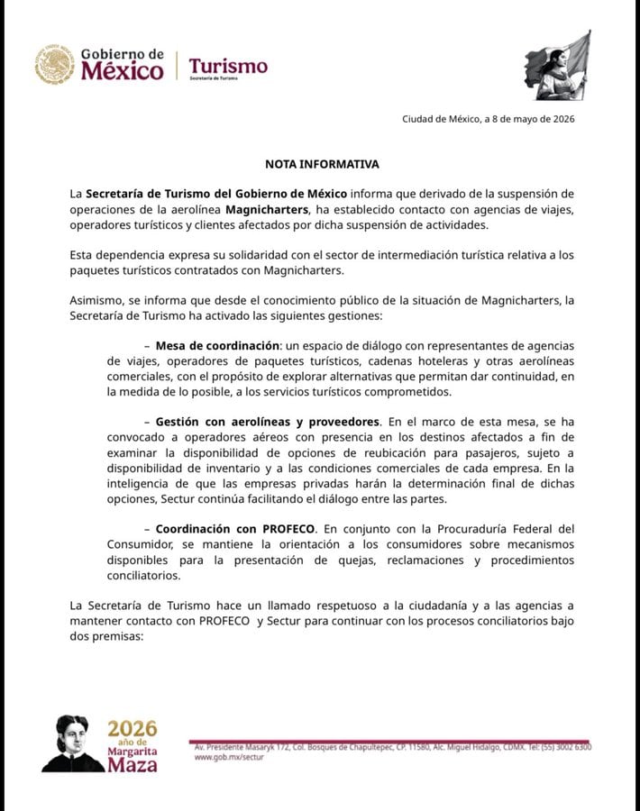 Josefina Rodríguez atiende crisis por suspensión de Magnicharters