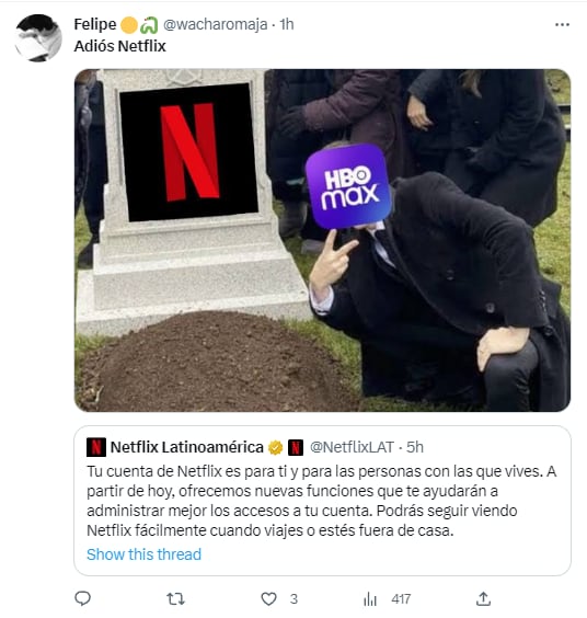 Memes a Netflix porque ya cobrará por compartir cuenta