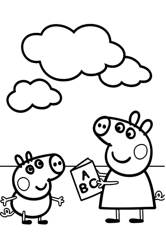 Dibujos de George el hermano de Peppa Pig en otoño