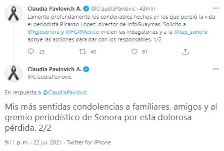 Tuits de Claudia Pavlovich