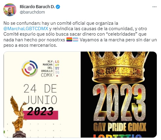 Acusan al comité Gay Pride de lucrar con la Marcha LGBT 2023 en CDMX.