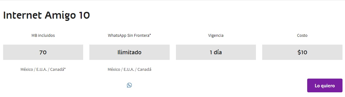 Paquete internet ilimitado de Telcel