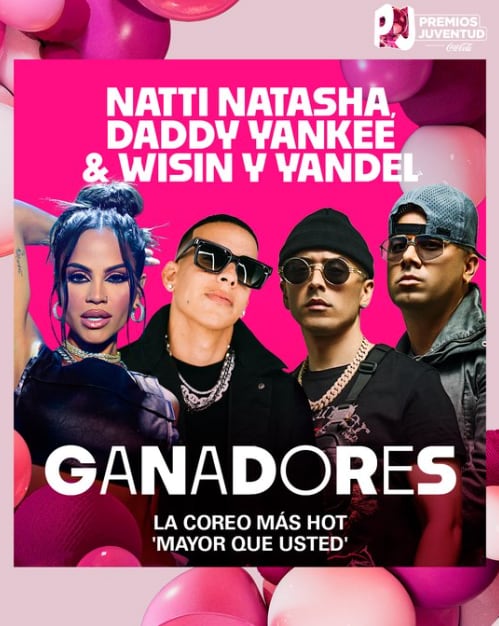 Natti Natasha, Daddy Yankee & Wisin y Yandel ganan en la categoría en la categoría La Coreo Más Hot