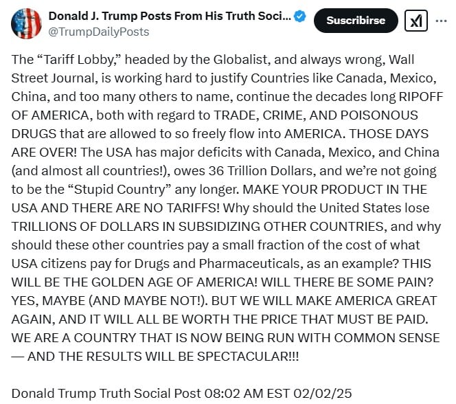 Donald Trump crítica a The Wall Street Journal por justificar a México en tema de aranceles