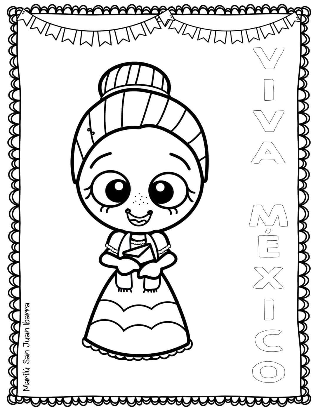 Dibujos animados del 15 de septiembre para colorear