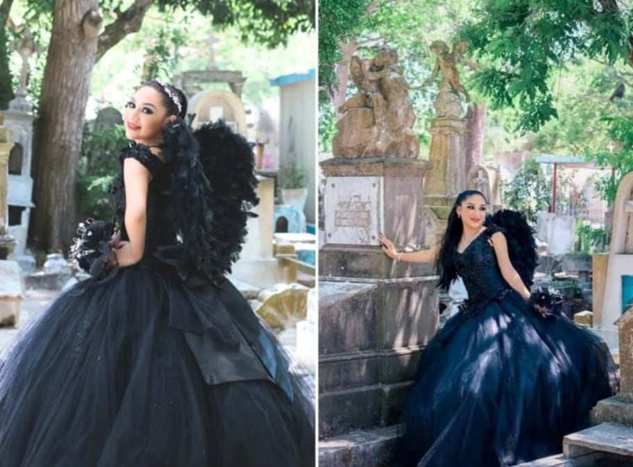 Quinceañera con vestido negro