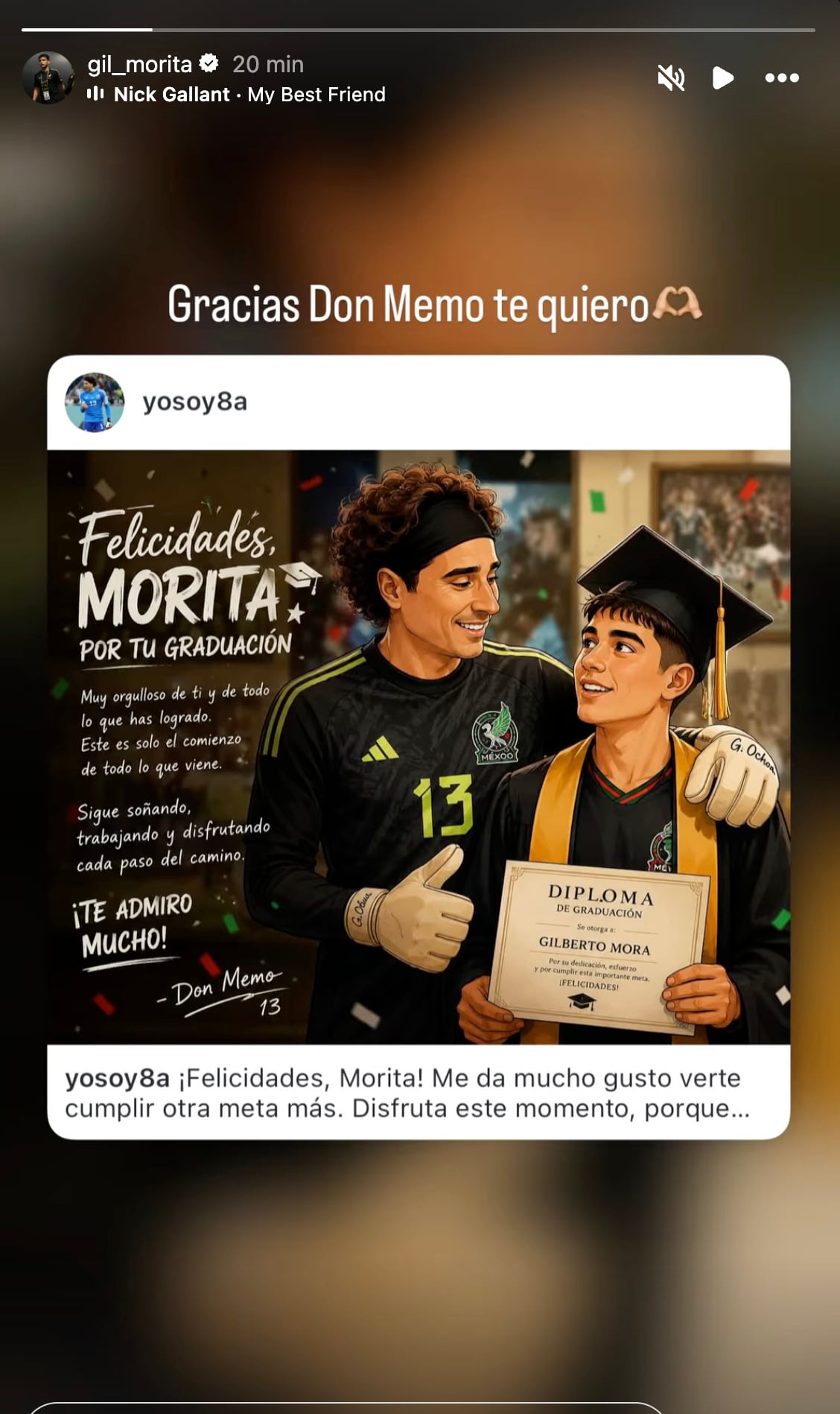 Gilberto Mora reaccionó al emotivo mensaje de Memo Ochoa