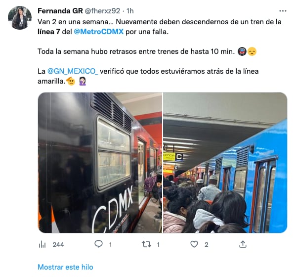 Usuarios reportan hasta media hora de retrasos por suspensión de servicio en la Línea 7