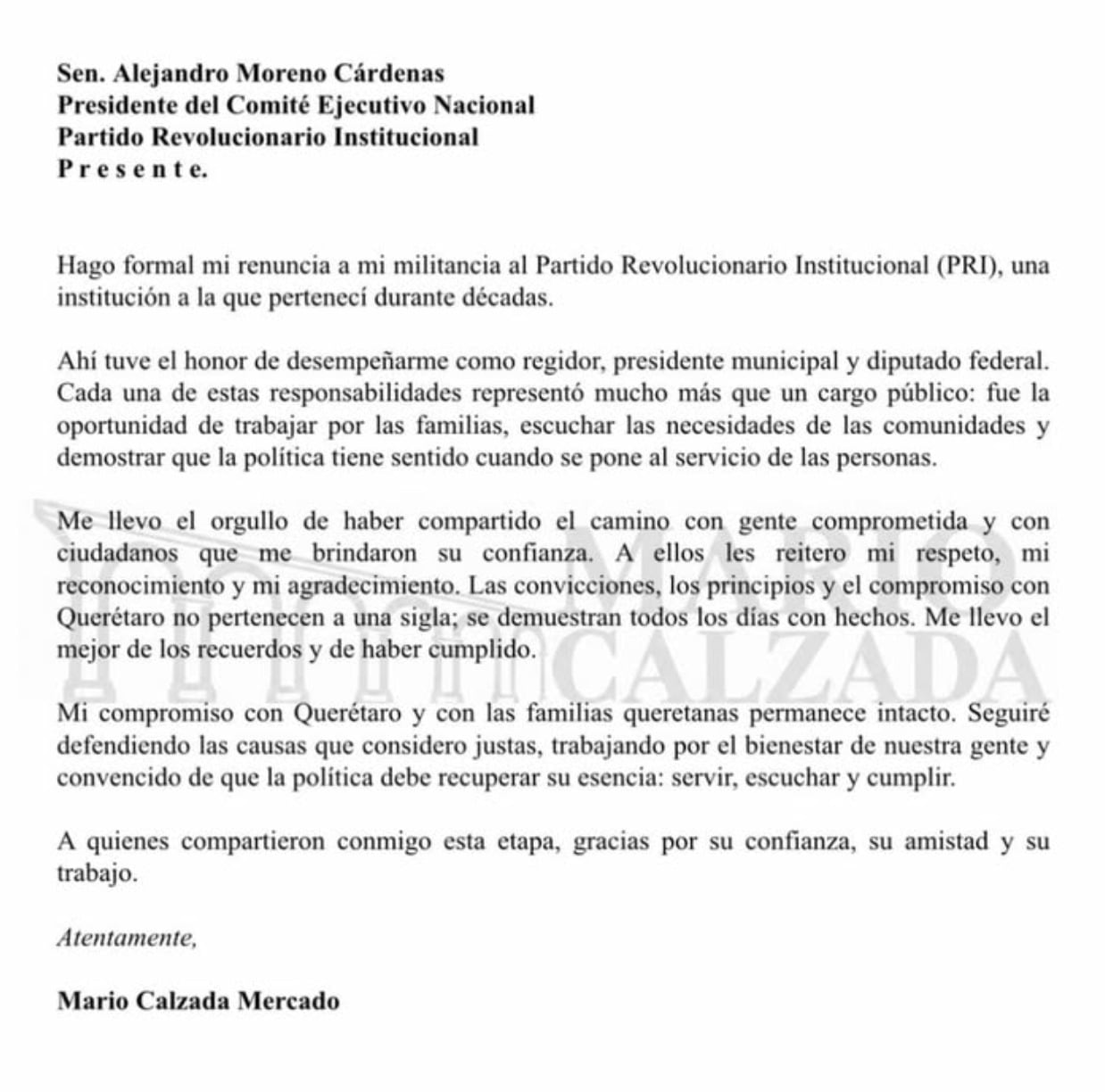 Mario Calzada rompe con el PRI y se incorpora a Movimiento Ciudadano