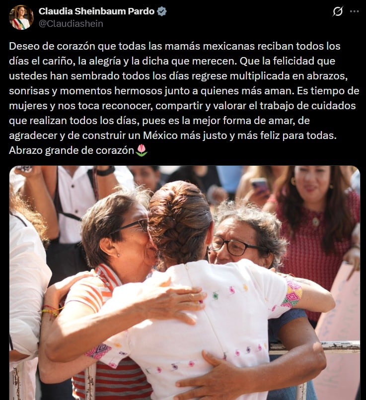 Mensaje de Claudia Sheinbaum por el Día de las Madres