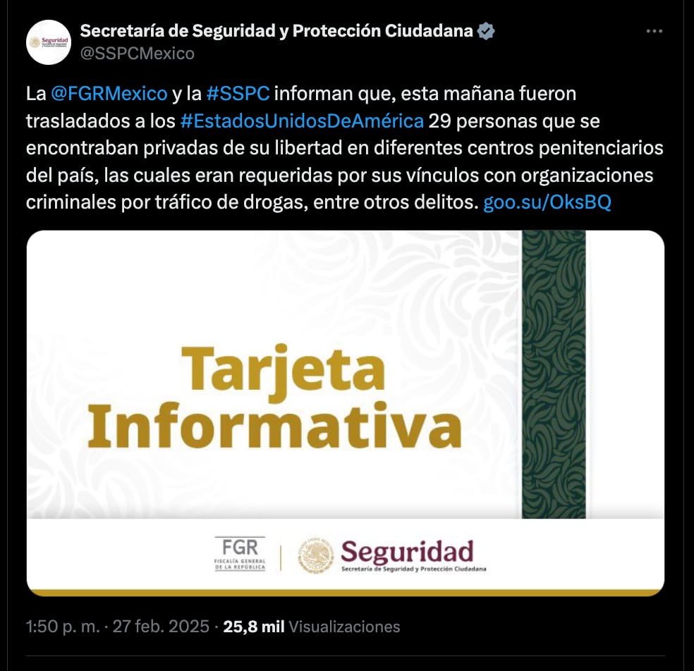 Omar García Harfuch y Alejandro Gertz Manero confirmaron la extradición a Estados Unidos de Rafael Caro Quintero y otros líderes del narcotráfico detenidos en México