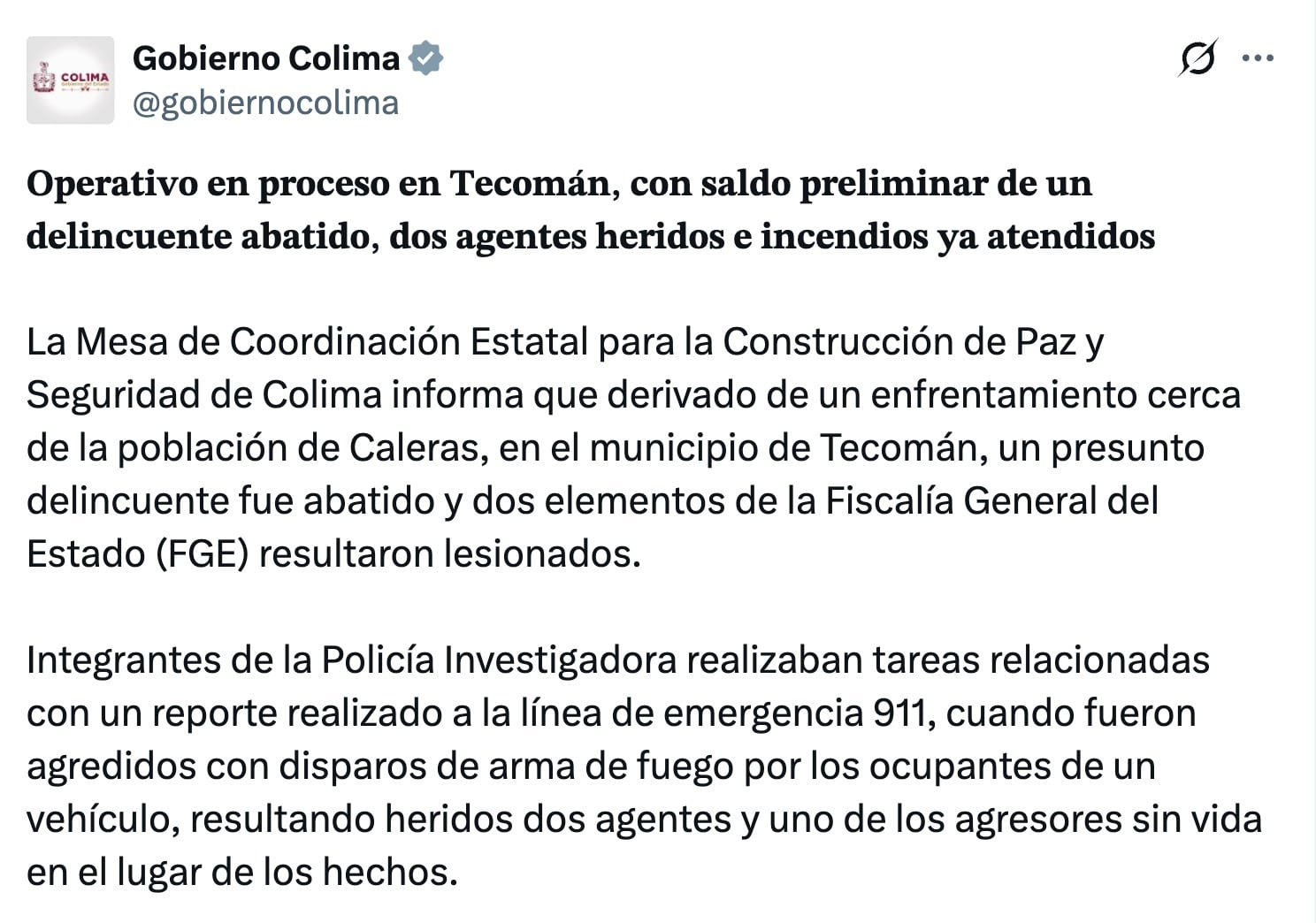 Bloqueos y violencia en Colima tras enfrentamiento en Tecomán