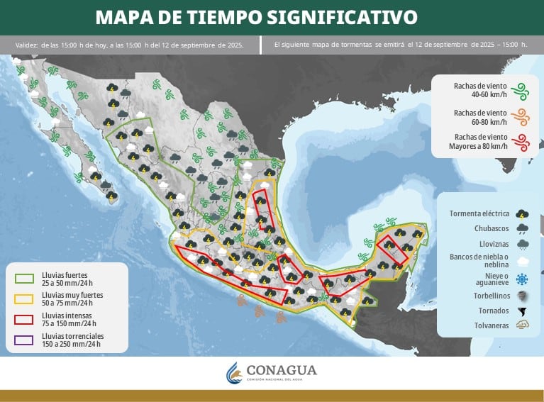 Trayectoria de la depresión tropical 13-E en México: pronóstico actualizado
