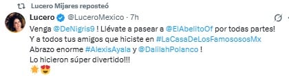 Lucerito Mijares celebra que Aldo Tamez de Nigris repartirá su premio de La Casa de los Famosos México 2025.