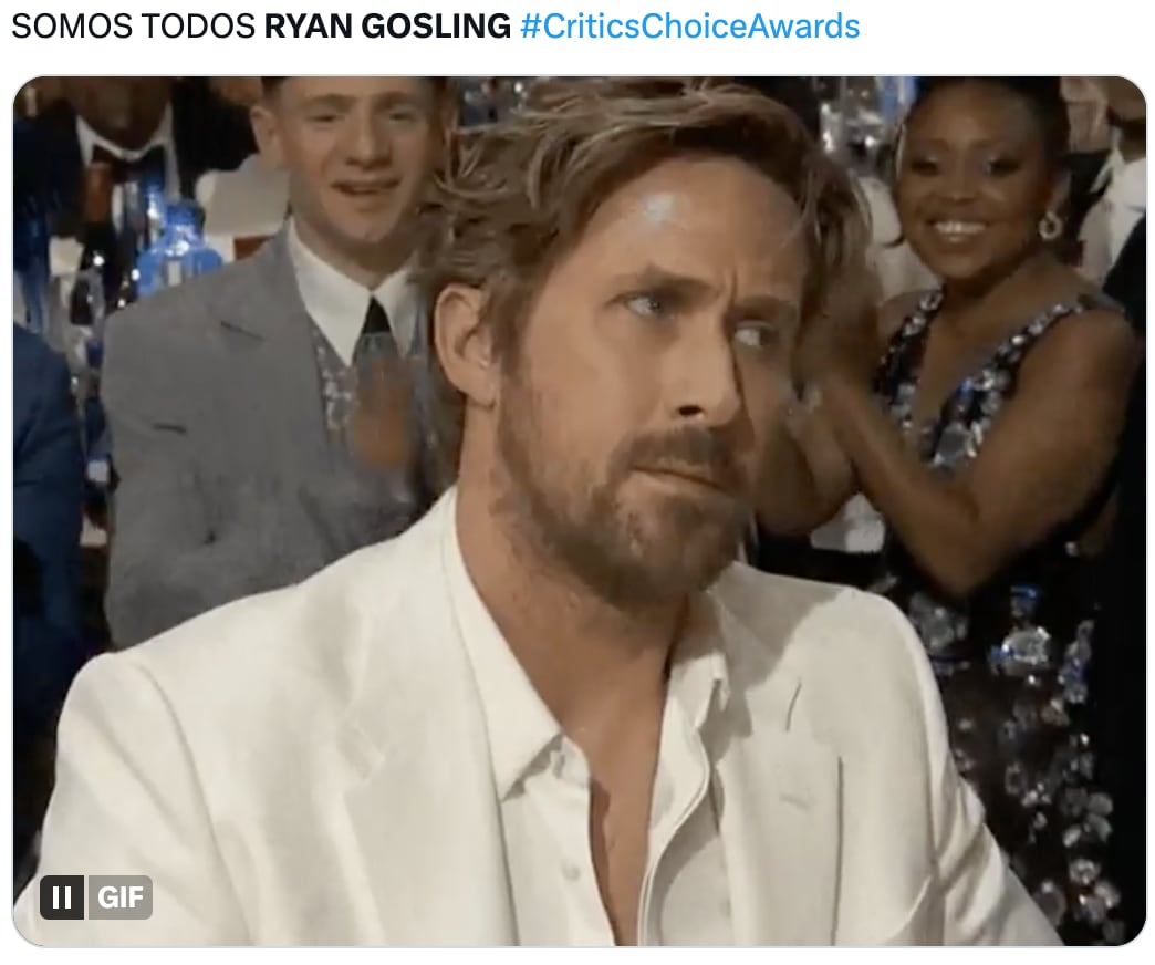 Los mejores memes de Ryan Gosling en los Critics Choice Awards