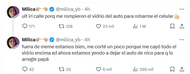 Publicación de Mica Ybañez, Milica, en X