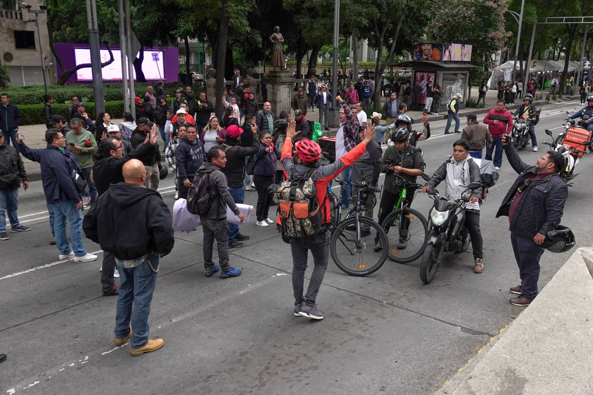 Protesta de repartidores de Uber y DiDi