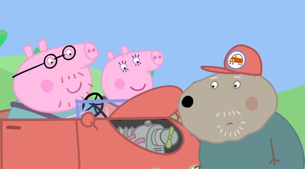 Peppa Pig aprende de automóviles y construcción