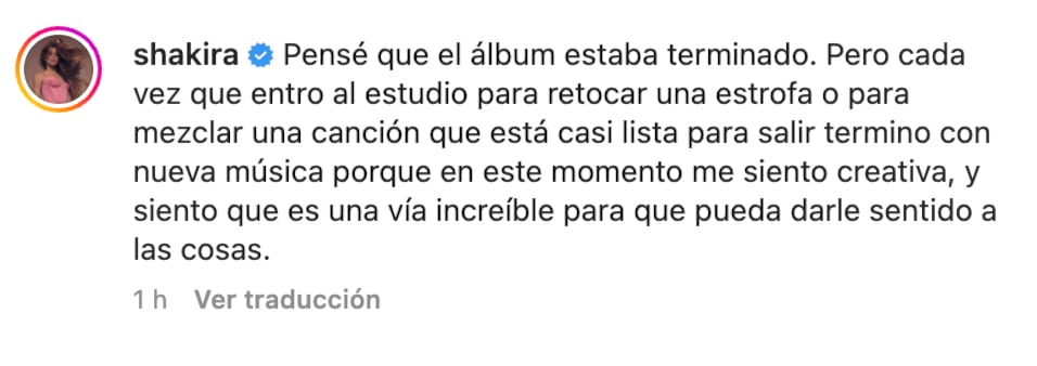 Mensaje de Shakira