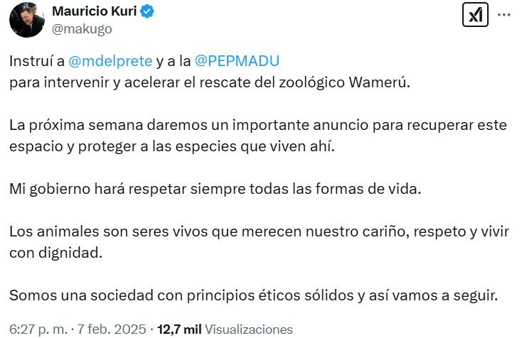 Maurio Kuri se pronuncia por caso Parque Zoológico de Querétaro Wameru
