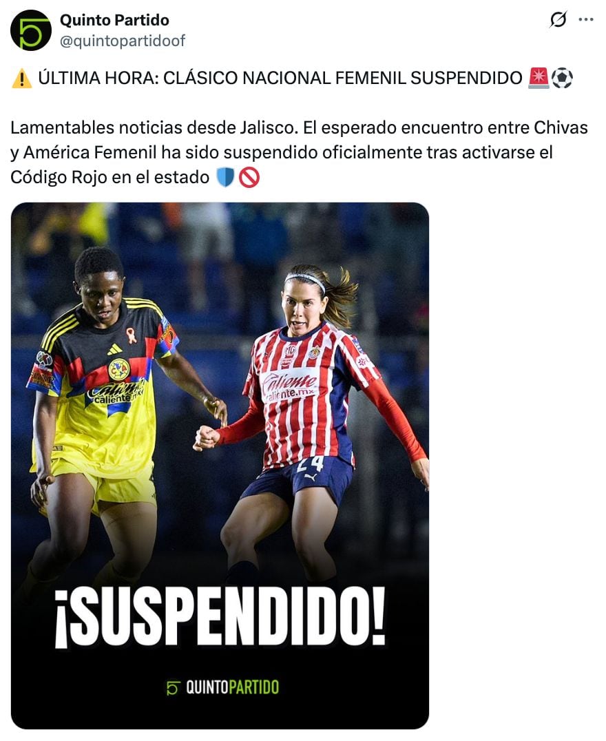 Liga MX Femenil suspende el Clásico Nacional Chivas vs América.