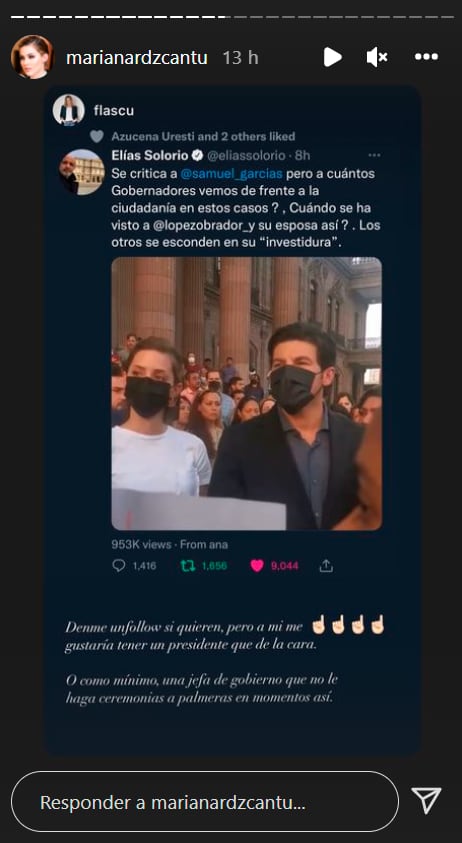 historia de Instagram de Mariana Rodríguez