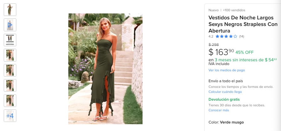 Vestido que usó Gomita disponible en Mercado Libre del