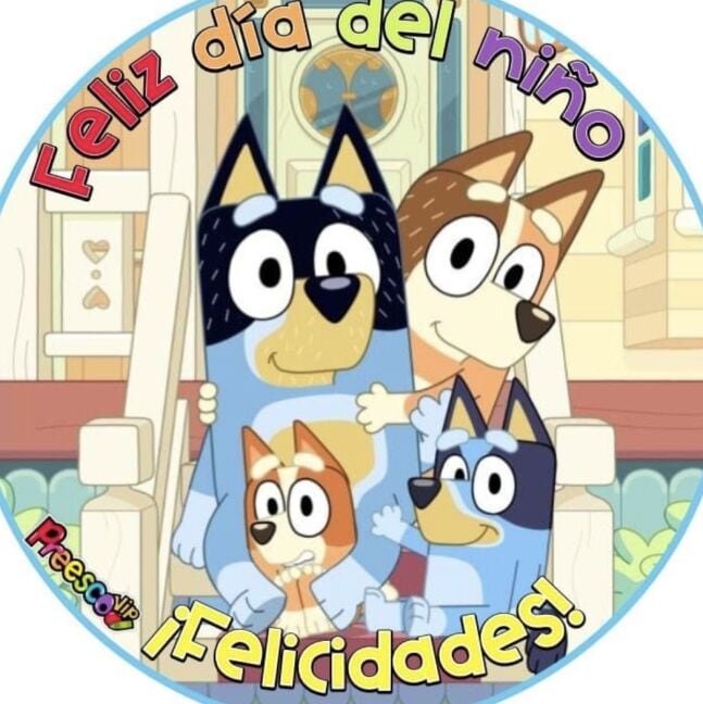 Tarjeta de Bluey y su familia de Día del Niño