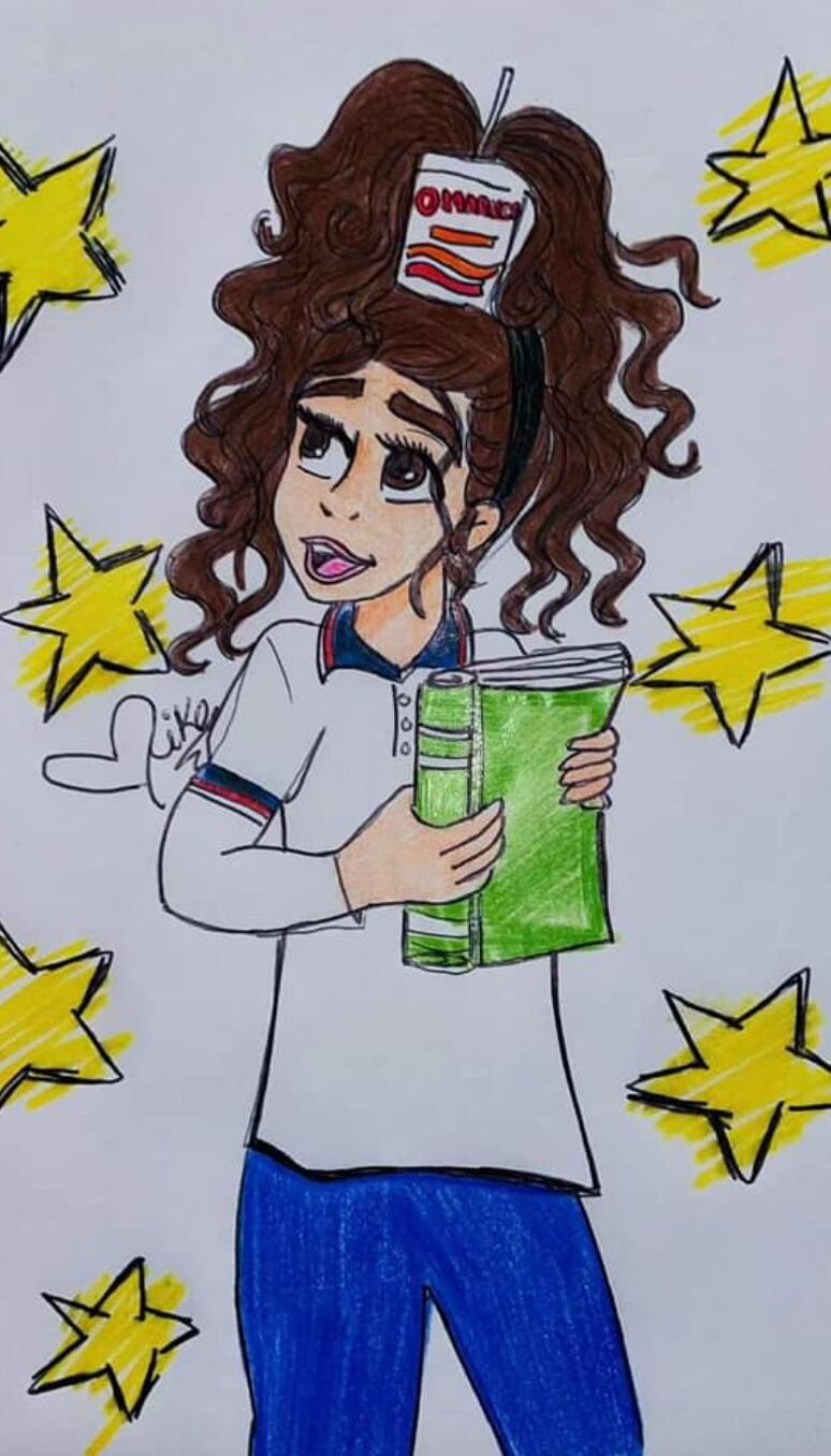 Dibujo de niña con peinado de sopa Maruchan