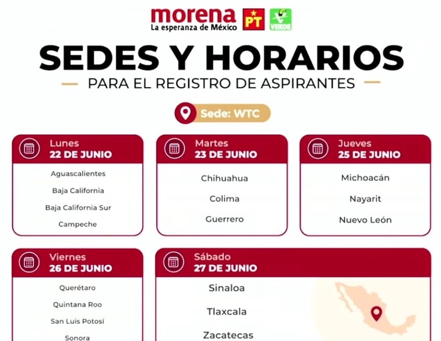Morena, PT, PVEM: Calendario para coordinadores estatales