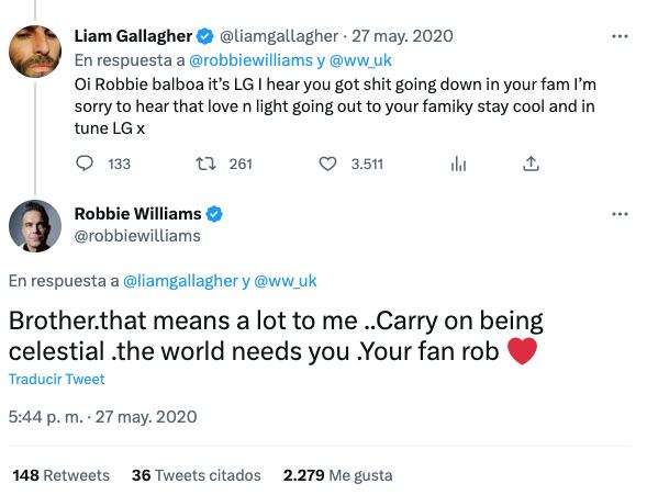 Robbie Williams y Liam Gallagher ponen fin a la pelea