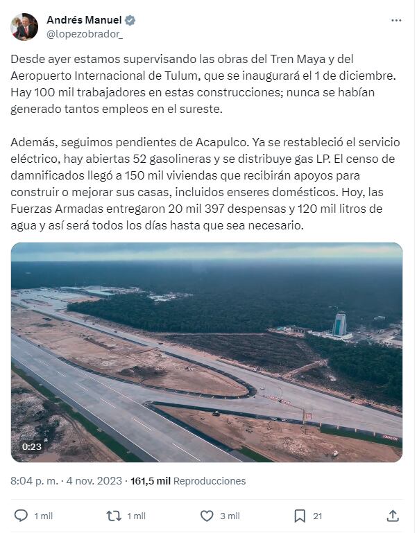 AMLO asegura que ya hay energía en Acapulco