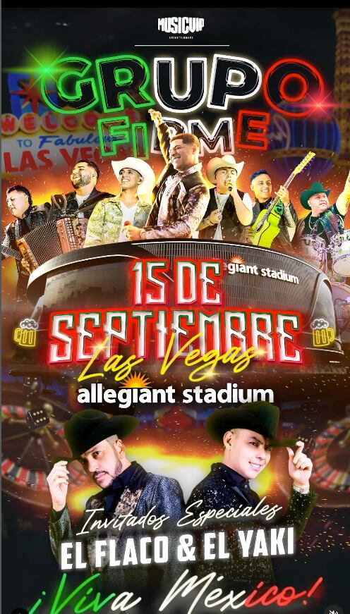 Cartel del concierto de Grupo Firme en Las Vegas el 15 de septiembre del 2022.